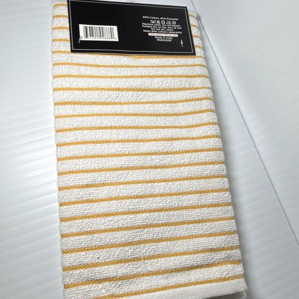 Daily Home Essentials Kitchen Towel 20x28 Striped White/Yellow Cotton Blend